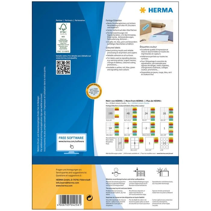 Herma Universaletiketten 4258 Special, Blau, 105 X 37mm, 100 Blatt, 1600 Stück 6 Herma Universaletiketten 4258 Special, Blau, 105 X 37mm, 100 Blatt, 1600 Stück – Bild 4