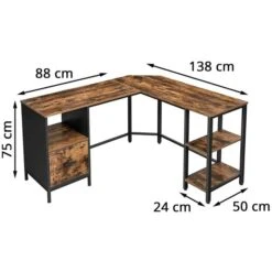 Vasagle Schreibtisch LWD75X, Braun, Mit Hängeregistratur, Maße 150 X 137cm, L-Form -Geschäft Für Bürobedarf 141299f23fc12c633dcbeeec5c94e5f2b2c7e7b0 schreibtisch vasagle lwd75x braun