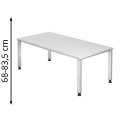 Hammerbacher Schreibtisch Q-Serie, Weiß, Höhenverstellbar, 200 X 68-83,5 X 100cm