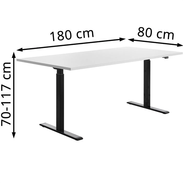 Topstar Schreibtisch E-Table, TTS18080SW, Elektrisch Höhenverst., 180 X 70-120 X 80cm, Weiß 4 Topstar Schreibtisch E-Table, TTS18080SW, Elektrisch Höhenverst., 180 X 70-120 X 80cm, Weiß – Bild 2