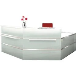 Kerkmann Empfangstheke Atlantis, Weiß, 250 X 110 X 250cm, Winkeltheke Mit Anbautisch