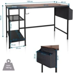 HJh-OFFICE Schreibtisch Workspace H I 830059, Mit 2 Regalfächern, Maße: 120 X 60cm, Braun -Geschäft Für Bürobedarf 1bf70956e3a4a24a0e633fe1cf05116d4cffbed2 schreibtisch hjh office workspace h i 830059