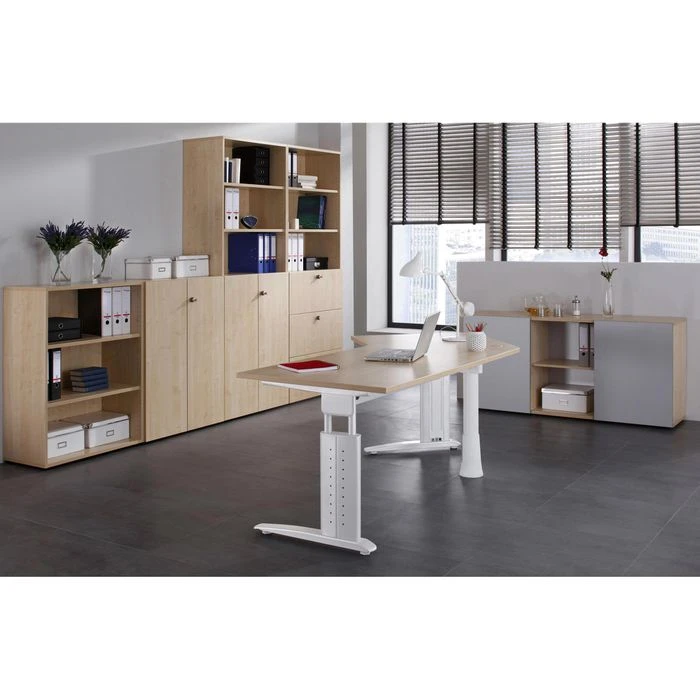 Hammerbacher Schreibtisch U-Serie, Verstellbar, 180 X 68-86 X 80cm, Eiche / Weiß 7 Hammerbacher Schreibtisch U-Serie, Verstellbar, 180 X 68-86 X 80cm, Eiche / Weiß – Bild 5