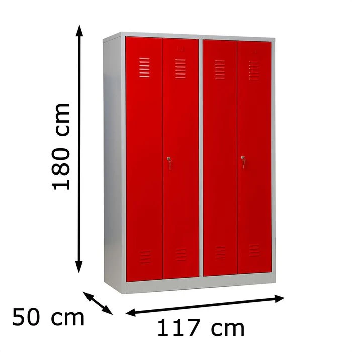 G-Office Spind WRC/4.18117.V2, Rot, Doppelspind, 4 Abteile, BxT: 117 X 50cm 4 G-Office Spind WRC/4.18117.V2, Rot, Doppelspind, 4 Abteile, BxT: 117 X 50cm – Bild 2