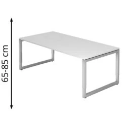 Hammerbacher Schreibtisch R-Serie, Weiß, Höhenverstellbar, 200 X 65-85 X 100cm