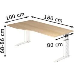 Hammerbacher Schreibtisch U-Serie, Freiform, Verstellbar, 180 X 68-86 X 100cm, Eiche / Weiß 11 Hammerbacher Schreibtisch U-Serie, Freiform, Verstellbar, 180 X 68-86 X 100cm, Eiche / Weiß -Geschäft Für Bürobedarf 29f459905104e6bb354e485e0e649198aa5a4b07 schreibtisch hammerbacher u serie freiform
