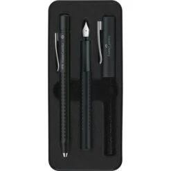 Faber-Castell Schreibset Grip 2011 Schwarz, Kugelschreiber & Füller, Etui Aus Metall