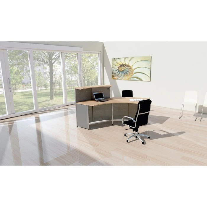 Kerkmann Empfangstheke Genua, Silber / Buche, 219 X 115 X 105cm, Bogentheke Mit Anbautisch 7 Kerkmann Empfangstheke Genua, Silber / Buche, 219 X 115 X 105cm, Bogentheke Mit Anbautisch – Bild 5