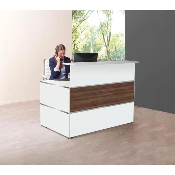 Kerkmann Empfangstheke Atlantis, Nussbaum / Weiß, 140 X 110 X 92cm, Kompakttheke 4 Kerkmann Empfangstheke Atlantis, Nussbaum / Weiß, 140 X 110 X 92cm, Kompakttheke – Bild 2