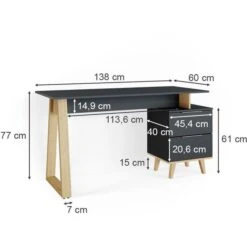 Vicco Schreibtisch Neptune L, Anthrazit, Mit Standcontainer, 138 X 60cm -Geschäft Für Bürobedarf 35460c2909c4e5a8bda49fe17b77125c8dd14c6a schreibtisch vicco neptune l anthrazit