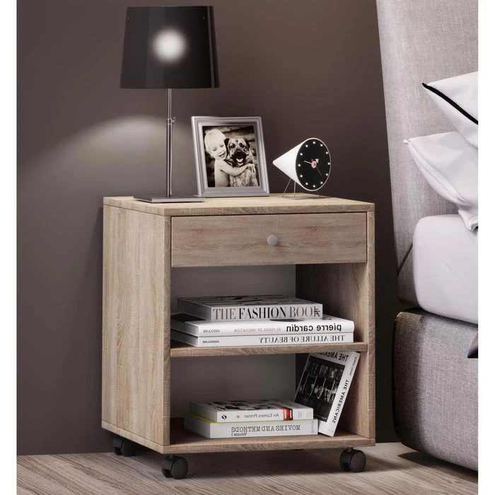 VCM Beistellschrank Rolda 913911, Sonoma Eiche, Mit Schublade Und Rollen, 45x54x38cm 5 VCM Beistellschrank Rolda 913911, Sonoma Eiche, Mit Schublade Und Rollen, 45x54x38cm – Bild 3