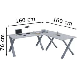 VCM Schreibtisch Lona, 916523, Grau, Maße: 160 X 160cm, L-Form -Geschäft Für Bürobedarf 3883a99fd91051e1172fe8777f5ca3b964728d57 schreibtisch vcm lona 916523 grau