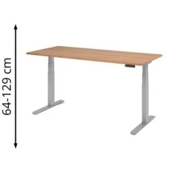 Hammerbacher Schreibtisch XDKB 19, Nussbaum, Elektrisch Höhenverstellbar, 180 X 64-129 X 80cm