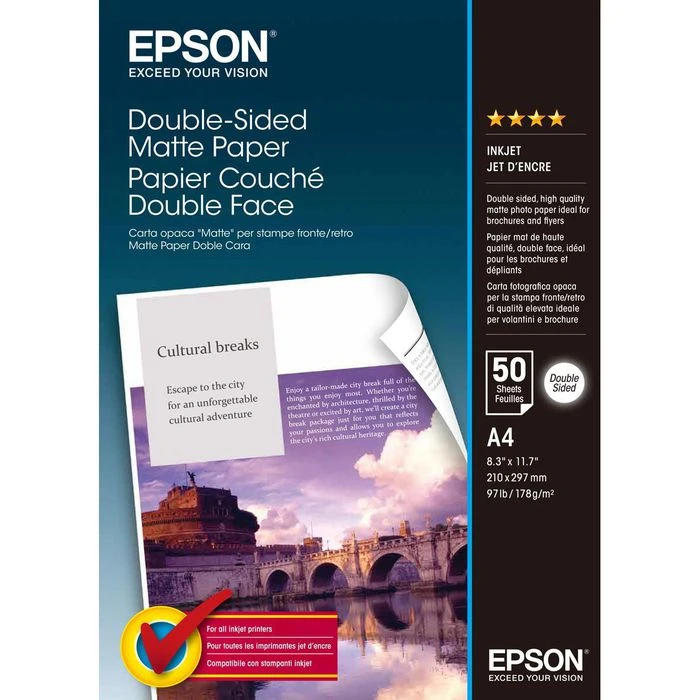 Epson® Epson Inkjet-Papier C13S041569, A4, 178g/qm, Matt, Beidseitig Bedruckbar, 50 Blatt 3 Epson® Epson Inkjet-Papier C13S041569, A4, 178g/qm, Matt, Beidseitig Bedruckbar, 50 Blatt