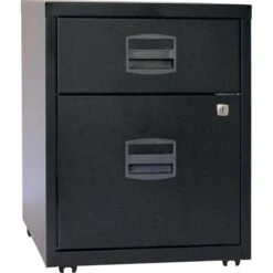 Bisley-Home Rollcontainer PFA, Metall, Schwarz, Mit 1 Schub Und Hängeregistratur, Abschließbar