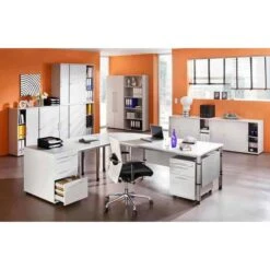 Hammerbacher Schreibtisch H-Serie, Lichtgrau, Höhenverstellbar, 160 X 68,5-81 X 80cm -Geschäft Für Bürobedarf 4184dc288ed5483e6d0bbca72a07f2108bee624d schreibtisch hammerbacher h serie lichtgrau