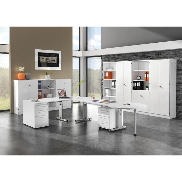 Hammerbacher Schreibtisch O-Serie, Weiß, Höhenverstellbar, 80 X 65-85 X 80cm 9 Hammerbacher Schreibtisch O-Serie, Weiß, Höhenverstellbar, 80 X 65-85 X 80cm – Bild 7