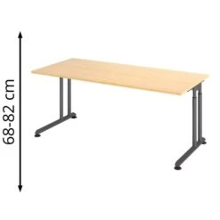 Hammerbacher Schreibtisch Z-Serie, Verstellbar, 180 X 68-82 X 80cm, Ahorn / Graphit