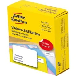 Zweckform Vielzwecketiketten 3832, Weiß, 21 X 38mm, Auf Rolle, 350 Stück