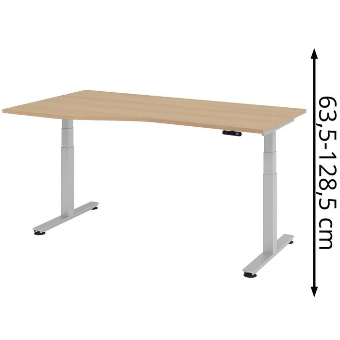 Hammerbacher Schreibtisch XDSM 18, Eiche, Elektrisch Höhenverstellbar, 180 X 100cm, Freiform 3 Hammerbacher Schreibtisch XDSM 18, Eiche, Elektrisch Höhenverstellbar, 180 X 100cm, Freiform