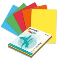 Mondi Kopierpapier Maestro Color, A4, 80g/qm, Intensiv Farbig Sortiert, 5 X 50 Blatt, 250 Blatt