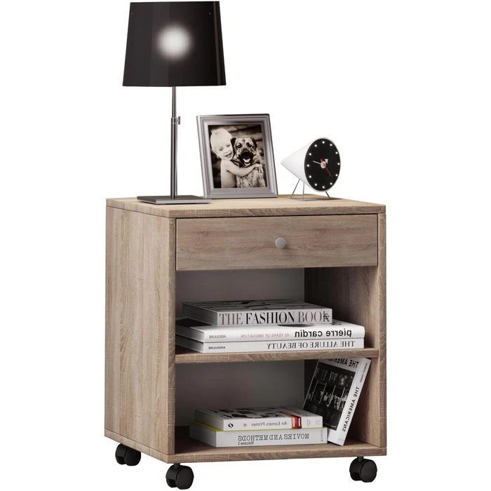 VCM Beistellschrank Rolda 913911, Sonoma Eiche, Mit Schublade Und Rollen, 45x54x38cm 3 VCM Beistellschrank Rolda 913911, Sonoma Eiche, Mit Schublade Und Rollen, 45x54x38cm
