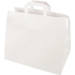 Papstar Tragetaschen 87174, Weiß, 32 X 27cm, Papiertüten Mit Henkel, 50 Stück