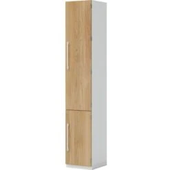 Röhr Aktenschrank Objekt.pur, Aus Massivholz, 40 X 220,5 X 42cm, Eiche / Weiß, Anschlag Rechts