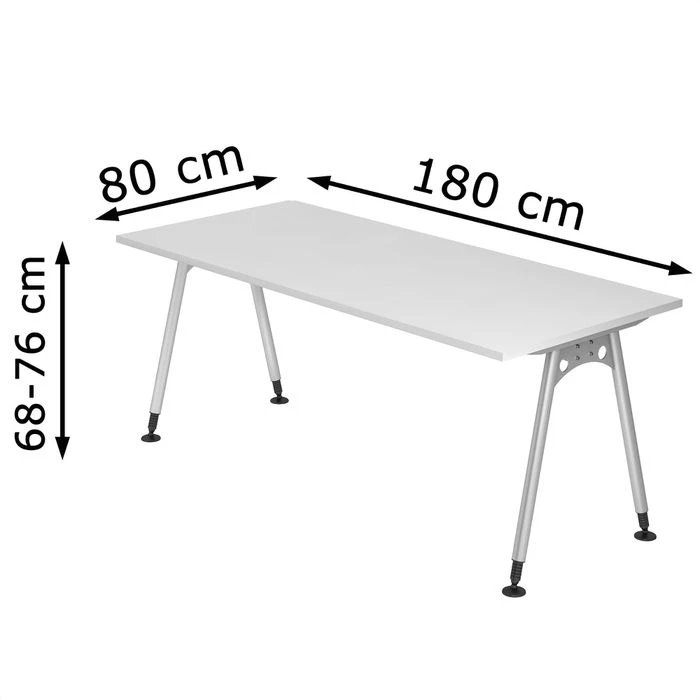 Hammerbacher Schreibtisch AS 19, Weiß, Höhenverstellbar, 180 X 68-76 X 80cm 6 Hammerbacher Schreibtisch AS 19, Weiß, Höhenverstellbar, 180 X 68-76 X 80cm – Bild 4