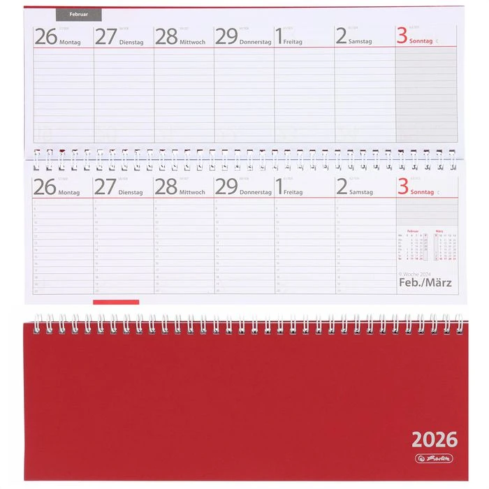 Herlitz Tischkalender Colour, 1 Woche Auf 2 Seiten, Quer, Register, 30 X 11 Cm 3 Herlitz Tischkalender Colour, 1 Woche Auf 2 Seiten, Quer, Register, 30 X 11 Cm