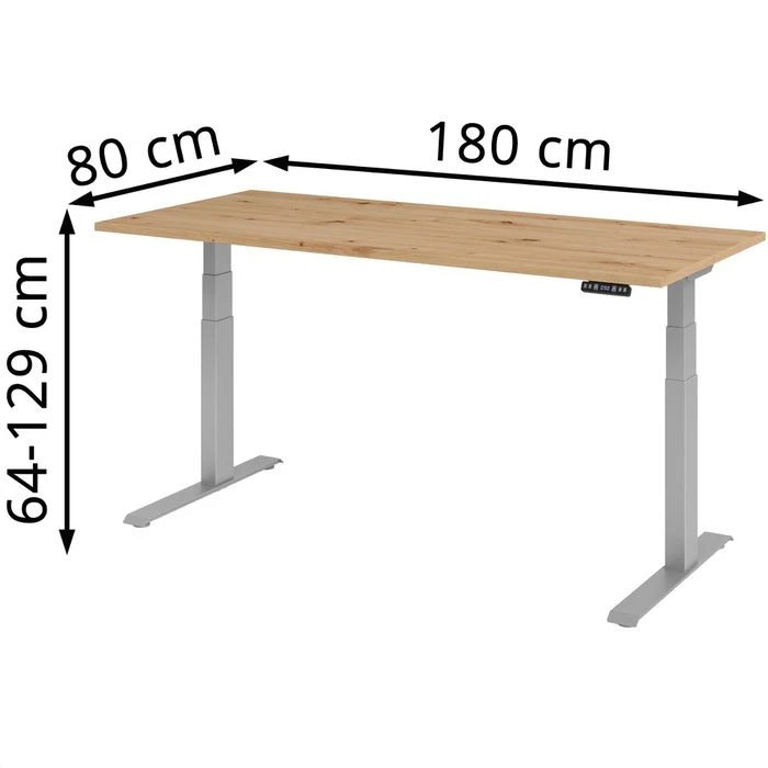 Hammerbacher Schreibtisch XDKB 19, Asteiche, Elektrisch Höhenverstellbar, 180 X 64-129 X 80cm 4 Hammerbacher Schreibtisch XDKB 19, Asteiche, Elektrisch Höhenverstellbar, 180 X 64-129 X 80cm – Bild 2