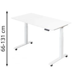 Luxor Schreibtisch SUD-E-W-160, Weiß, Elektrisch Höhenverstellbar, 160 X 66-131 X 80cm
