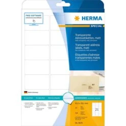 Herma Adressetiketten 8670 Special, Transparent, 63,5 X 38,1mm, Auf A4, Wetterfest, 525 Stück -Geschäft Für Bürobedarf 5ad7704439a1f91c281738d0d6205edc12bd6c45 adressetiketten herma 8670 special transparent