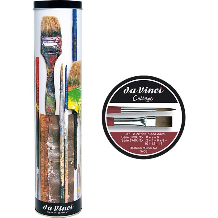 Da Vinci Da-Vinci Pinsel College 5403, 10 Stück, Haarpinsel Flach + Rund, In Geschenkdose 4 Da Vinci Da-Vinci Pinsel College 5403, 10 Stück, Haarpinsel Flach + Rund, In Geschenkdose – Bild 2