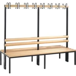 CP-Möbel Umkleidebank 8052-200, Holz, 196cm, Buche / Anthrazit, Mit Hakenleiste, Doppelseitig