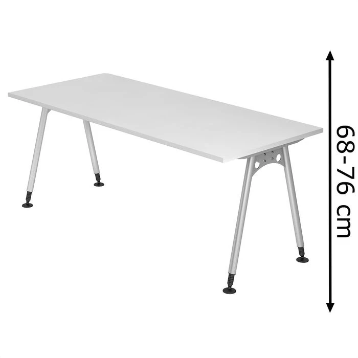 Hammerbacher Schreibtisch AS 19, Weiß, Höhenverstellbar, 180 X 68-76 X 80cm 3 Hammerbacher Schreibtisch AS 19, Weiß, Höhenverstellbar, 180 X 68-76 X 80cm
