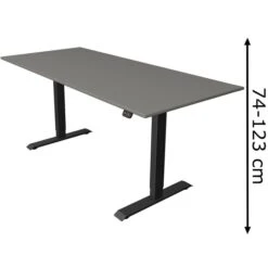 Kerkmann Schreibtisch Move 1, 1822, Graphit, Elektrisch Höhenverstellbar, 180 X 74-123 X 80cm