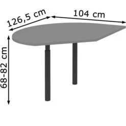Röhr Anbautisch Techno, Mittelgrau, Höhenverstellbar, Maße: 104 X 80/126,5cm, Anbau Links -Geschäft Für Bürobedarf 6dc47ca017344499c7836272933e18c29c71231a anbautisch roehr techno mittelgrau