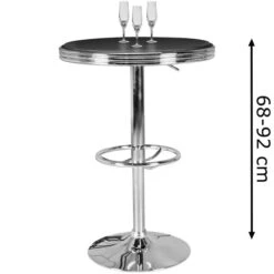Wohnling Stehtisch WL5.113, Schwarz Ø 60cm, Höhenverstellbar, 68-92 X 60cm (HxØ)