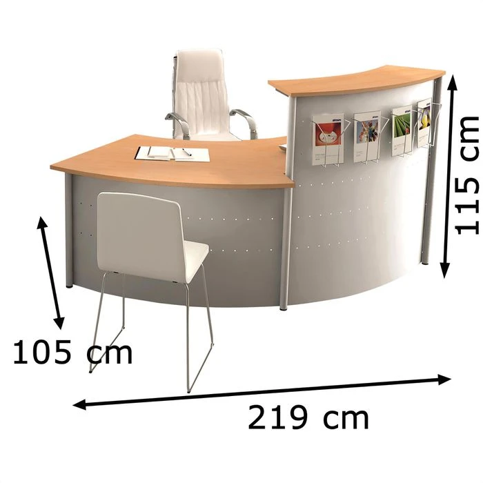 Kerkmann Empfangstheke Genua, Silber / Buche, 219 X 115 X 105cm, Bogentheke Mit Anbautisch 4 Kerkmann Empfangstheke Genua, Silber / Buche, 219 X 115 X 105cm, Bogentheke Mit Anbautisch – Bild 2