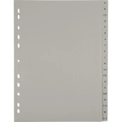 Register A-Z, A4, 20-teilig, Kunststoff Grau