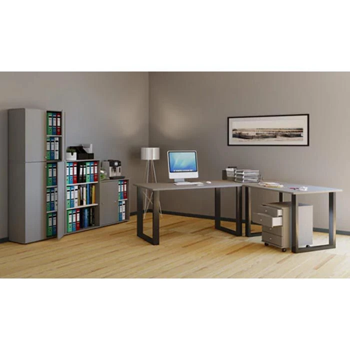 VCM Schreibtisch Lona, 916403, Grau, Maße: 160 X 160cm, L-Form 4 VCM Schreibtisch Lona, 916403, Grau, Maße: 160 X 160cm, L-Form – Bild 2
