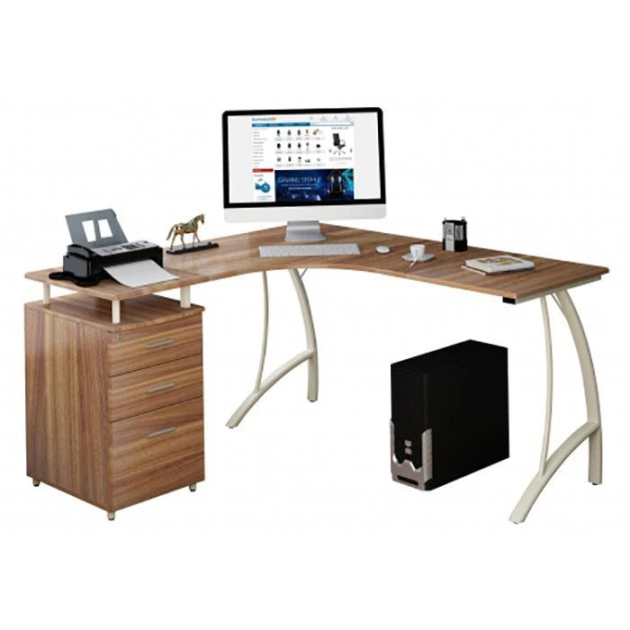HJh-OFFICE Schreibtisch Castor, 673420, Nussbaum, Mit Standcontainer, 151,2 X 143,4cm, L-Form 4 HJh-OFFICE Schreibtisch Castor, 673420, Nussbaum, Mit Standcontainer, 151,2 X 143,4cm, L-Form – Bild 2