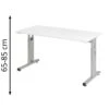 Hammerbacher Schreibtisch O-Serie, Weiß, Verstellbar, 140 X 65-85 X 67,2cm, Mini Office