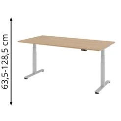 Hammerbacher Schreibtisch XDSM 2E, Eiche, Elektrisch Verstellbar, 200 X 63,5-128,5 X 100cm