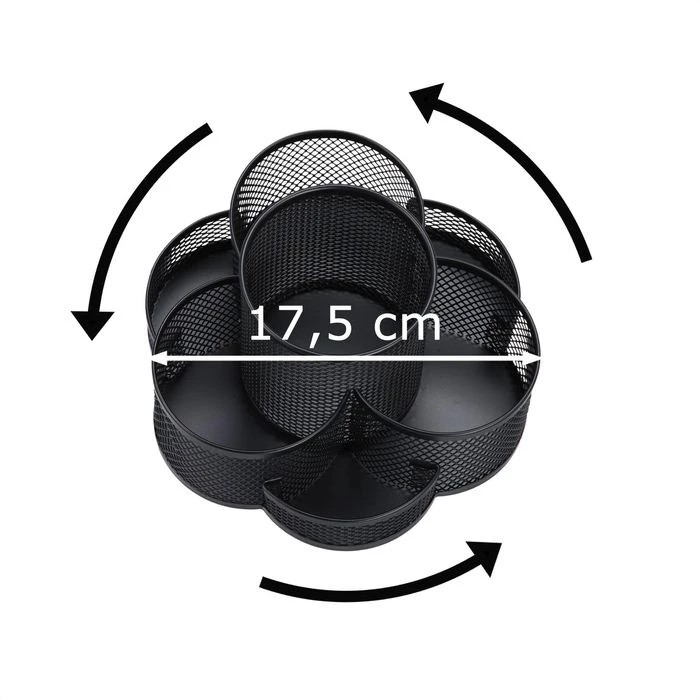 Böttcher-AG Stiftehalter Mesh Line, Drehbar, Metalldraht, 7 Fächer, Schwarz 4 Böttcher-AG Stiftehalter Mesh Line, Drehbar, Metalldraht, 7 Fächer, Schwarz – Bild 2