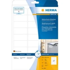 Herma Inkjet-Etiketten 4864, Wetterfest, 63,5 X 29,6mm, Weiß Matt, 10 Blatt, 270 Stück 12 Herma Inkjet-Etiketten 4864, Wetterfest, 63,5 X 29,6mm, Weiß Matt, 10 Blatt, 270 Stück -Geschäft Für Bürobedarf 862027655d9b0c7dd8b0f41e362d47725635ac3a inkjet etiketten herma 4864 special weiss
