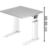 Hammerbacher Schreibtisch U-Serie, Verstellbar, 80 X 68-86 X 80cm, Lichtgrau / Weiß
