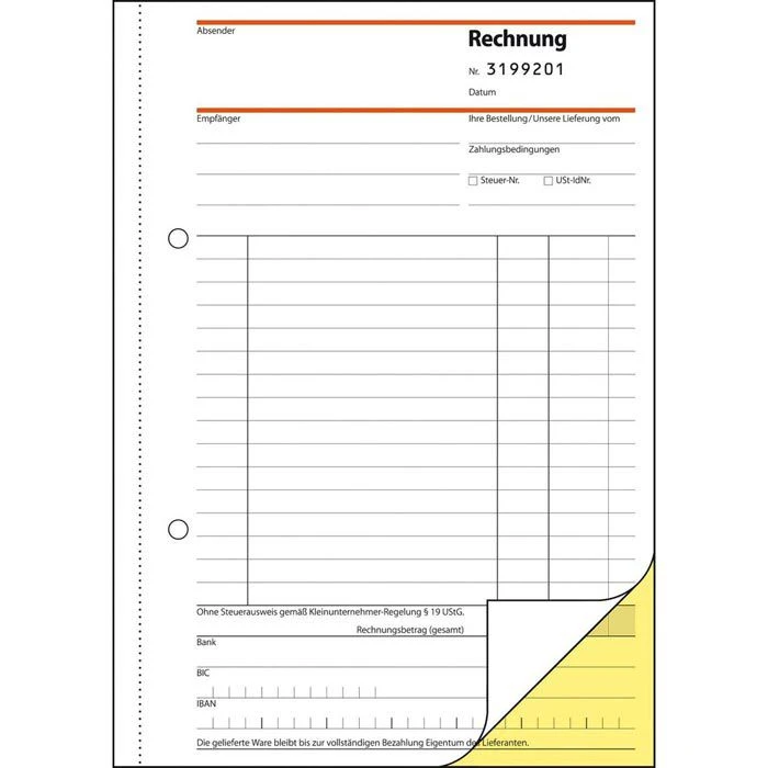 Sigel Rechnungsbuch SD 130 Für Kleinunternehmer A5, Nummeriert, Selbstdurchschreibend, 2 X 30 Blatt 4 Sigel Rechnungsbuch SD 130 Für Kleinunternehmer A5, Nummeriert, Selbstdurchschreibend, 2 X 30 Blatt – Bild 2