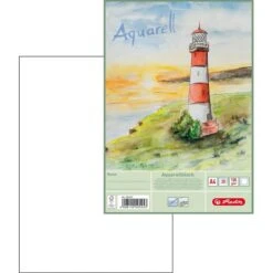 Herlitz Aquarellblock 0495457 Aquarell, A4, 150g/qm, Weiß, Rau, Geleimt, 20 Blatt